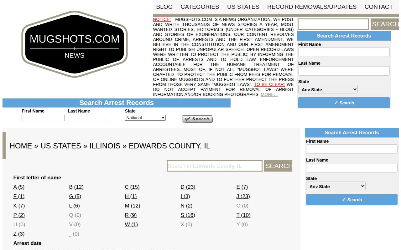 Unofficial Mugshots.com Edwards County arrest archive source