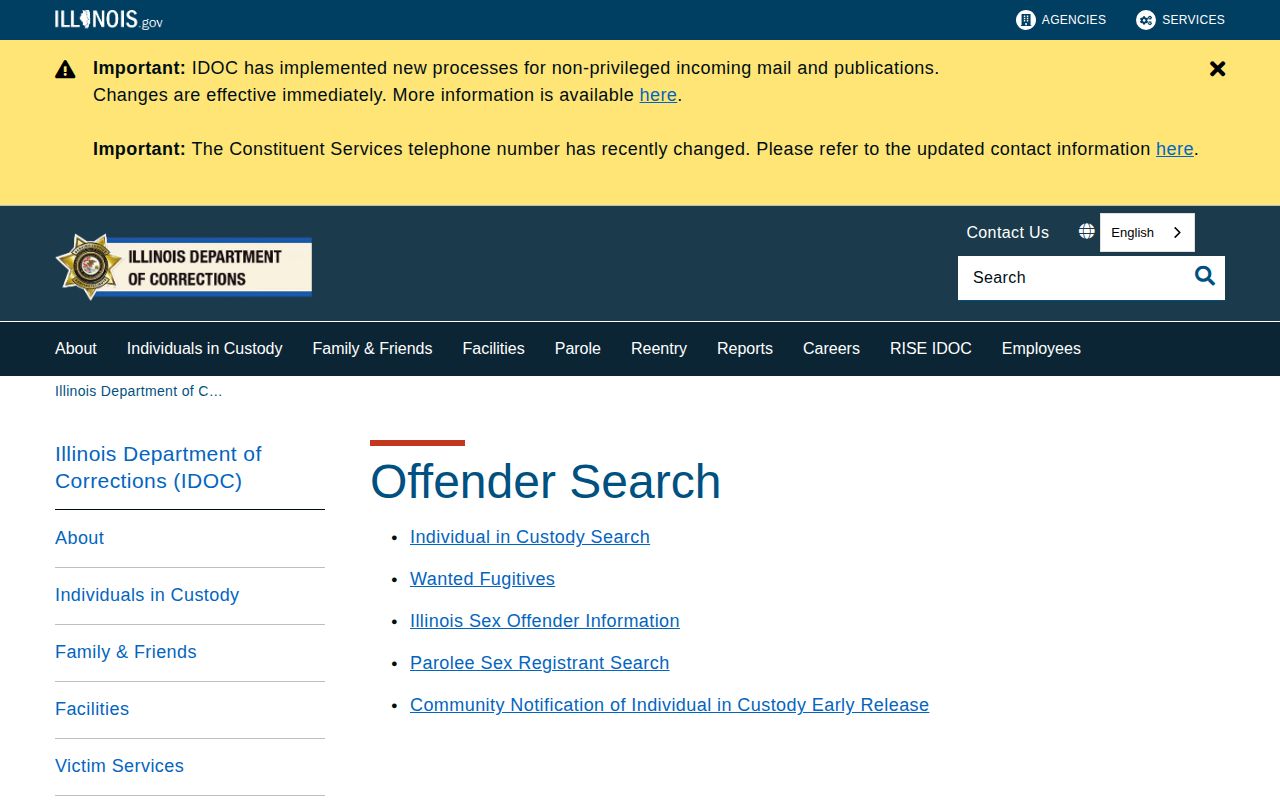 Illinois Department of Corrections offender search for Edwards County custody questions